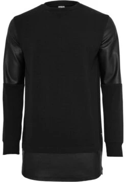 Urban Classics Herren Long Zipped Kunstleder Crewneck