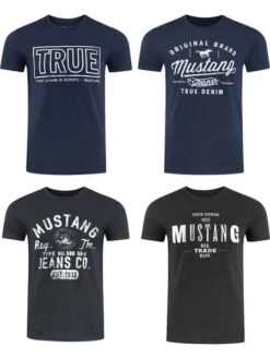 Mustang Herren T-Shirt Mustang Mehrfarbig Rundhals Regular Fit S Bis 6XL 4er Pack -Zoe Bekleidungsgeschäft 36350 P01 front