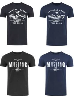 Mustang Herren T-Shirt Mustang Mehrfarbig Rundhals Regular Fit S Bis 6XL 4er Pack -Zoe Bekleidungsgeschäft 36350 P04 front