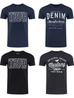 Mustang Herren T-Shirt Mustang Mehrfarbig Rundhals Regular Fit S Bis 6XL 4er Pack -Zoe Bekleidungsgeschäft 36350 P06 front