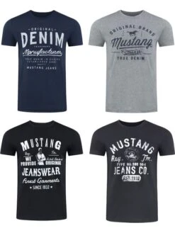 Mustang Herren T-Shirt Mustang Mehrfarbig Rundhals Regular Fit S Bis 6XL 4er Pack -Zoe Bekleidungsgeschäft 36350 P08 front