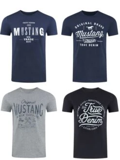 Mustang Herren T-Shirt Mustang Mehrfarbig Rundhals Regular Fit S Bis 6XL 4er Pack -Zoe Bekleidungsgeschäft 36350 P11 front