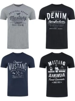 Mustang Herren T-Shirt Mustang Mehrfarbig Rundhals Regular Fit S Bis 6XL 4er Pack -Zoe Bekleidungsgeschäft 36350 P12 front