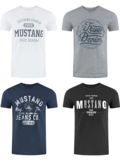 Mustang Herren T-Shirt Mustang Mehrfarbig Rundhals Regular Fit S Bis 6XL 4er Pack -Zoe Bekleidungsgeschäft 36350 P13 front