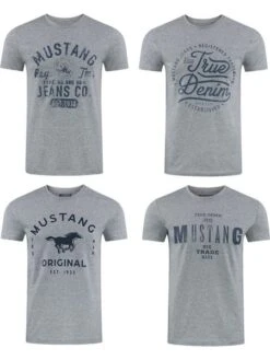 Mustang Herren T-Shirt Mustang Mehrfarbig Rundhals Regular Fit S Bis 6XL 4er Pack -Zoe Bekleidungsgeschäft 36350 P18 front