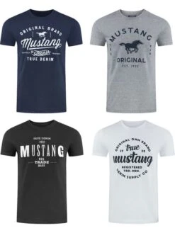 Mustang Herren T-Shirt Mustang Mehrfarbig Rundhals Regular Fit S Bis 6XL 4er Pack -Zoe Bekleidungsgeschäft 36350 P19 front