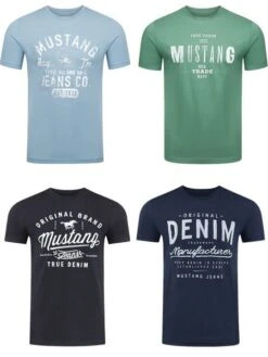 Mustang Herren T-Shirt Mustang Mehrfarbig Rundhals Regular Fit S Bis 6XL 4er Pack -Zoe Bekleidungsgeschäft 36350 P21 front 2