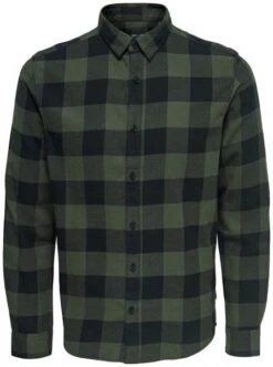Only &amp; Sons Herren Freizeithemd ONSGUDMUND LS CHECKED SHIRT -Zoe Bekleidungsgeschäft 40305 ons 22007112 front forestnight 1