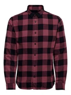 Only &amp; Sons Herren Freizeithemd ONSGUDMUND LS CHECKED SHIRT -Zoe Bekleidungsgeschäft 40305 ons 2783095 front1 maroon