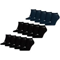 HEAD Herren Damen Unisex Sneaker Sport Socken Kurzsocken Baumwolle - 10er 15er 20er Multipack -Zoe Bekleidungsgeschäft 41895 10xBlack 5xNavy
