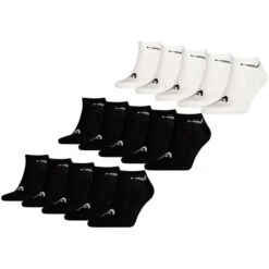 HEAD Herren Damen Unisex Sneaker Sport Socken Kurzsocken Baumwolle - 10er 15er 20er Multipack -Zoe Bekleidungsgeschäft 41895 10xBlack 5xWhite