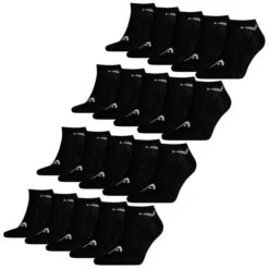 HEAD Herren Damen Unisex Sneaker Sport Socken Kurzsocken Baumwolle - 10er 15er 20er Multipack -Zoe Bekleidungsgeschäft 41895 20xBlack 200