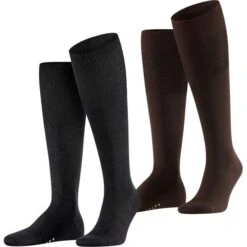 Falke Herren Kniestrümpfe Airport 2er 3er 4er Multipack -Zoe Bekleidungsgeschäft 44026 42186 15435 2er Black und Brown