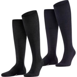 Falke Herren Kniestrümpfe Airport 2er 3er 4er Multipack -Zoe Bekleidungsgeschäft 44026 42186 15435 2er Black und Dark Navy