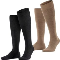 Falke Herren Kniestrümpfe Airport 2er 3er 4er Multipack -Zoe Bekleidungsgeschäft 44026 42186 15435 2er Black und Nutmeg Mel