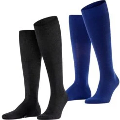 Falke Herren Kniestrümpfe Airport 2er 3er 4er Multipack -Zoe Bekleidungsgeschäft 44026 42186 15435 2er Black und Royal Blue
