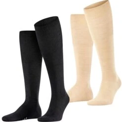 Falke Herren Kniestrümpfe Airport 2er 3er 4er Multipack -Zoe Bekleidungsgeschäft 44026 42186 15435 2er Black und Sand