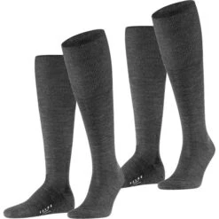 Falke Herren Kniestrümpfe Airport 2er 3er 4er Multipack -Zoe Bekleidungsgeschäft 44026 42186 15435 2er Dark Grey