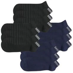 Skechers Unisex Sneaker Socken Mesh Ventilation - 6er 9er 12er Multipack -Zoe Bekleidungsgeschäft 44193 SK43022 BlackundNavy 12er