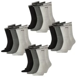 Puma Unisex Herren Damen Socken PUMA SPORT CREW STRIPE - 6er 9er 12er Multipack -Zoe Bekleidungsgeschäft 44563 100000946 AnthraciteGrey 003 12er 1