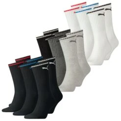 Puma Unisex Herren Damen Socken PUMA SPORT CREW STRIPE - 6er 9er 12er Multipack