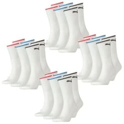 Puma Unisex Herren Damen Socken PUMA SPORT CREW STRIPE - 6er 9er 12er Multipack -Zoe Bekleidungsgeschäft 44563 100000946 White 002 12er