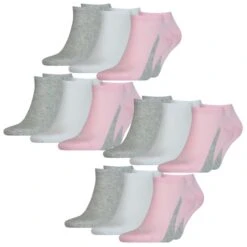 Puma Unisex Herren Damen Sneaker Socken LIFESTYLE 6er 9er 12er Multipack -Zoe Bekleidungsgeschäft 44894 100000956 Basic Pink 004 12er
