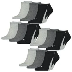 Puma Unisex Herren Damen Sneaker Socken LIFESTYLE 6er 9er 12er Multipack -Zoe Bekleidungsgeschäft 44894 100000956 Black White 001 12er