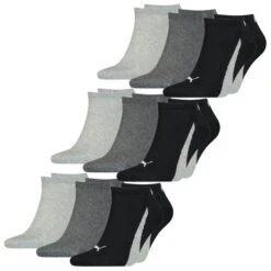 Puma Unisex Herren Damen Sneaker Socken LIFESTYLE 6er 9er 12er Multipack -Zoe Bekleidungsgeschäft 44894 100000956 Black White 001 9er
