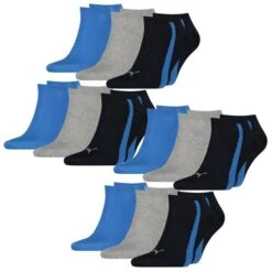 Puma Unisex Herren Damen Sneaker Socken LIFESTYLE 6er 9er 12er Multipack -Zoe Bekleidungsgeschäft 44894 100000956 Navy Grey Strong Blue 003 12er