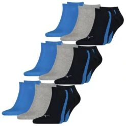 Puma Unisex Herren Damen Sneaker Socken LIFESTYLE 6er 9er 12er Multipack -Zoe Bekleidungsgeschäft 44894 100000956 Navy Grey Strong Blue 003 9er