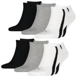 Puma Unisex Herren Damen Sneaker Socken LIFESTYLE 6er 9er 12er Multipack -Zoe Bekleidungsgeschäft 44894 100000956 White Grey Black 002 6er