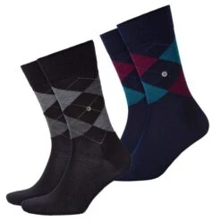 Burlington Herren Socken Edinburgh 2er 3er 4er Multipack -Zoe Bekleidungsgeschäft 45220 21182 BlackundDark Navy 6376 2er