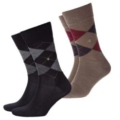 Burlington Herren Socken Edinburgh 2er 3er 4er Multipack -Zoe Bekleidungsgeschäft 45220 21182 BlackundPebble 5817 2er