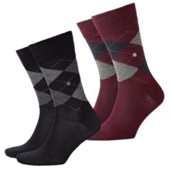 Burlington Herren Socken Edinburgh 2er 3er 4er Multipack -Zoe Bekleidungsgeschäft 45220 21182 BlackundRose Orange 8104 2er