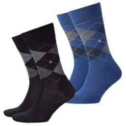 Burlington Herren Socken Edinburgh 2er 3er 4er Multipack -Zoe Bekleidungsgeschäft 45220 21182 BlackundRoyal Blue 6051 2er
