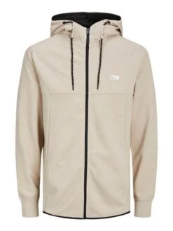 Jack &amp; Jones Herren Zip Hoodie Kapuzenpullover JCOAIR SWEAT ZIP - Regular Fit -Zoe Bekleidungsgeschäft 46122 JACKundJONES NOOS2021 3826522 12204926 Oxford Tan Melange
