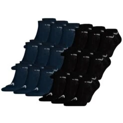 HEAD Unisex Sneaker Sportsocken 18er Pack -Zoe Bekleidungsgeschäft 47077 41504 Schwarz Blau 18er