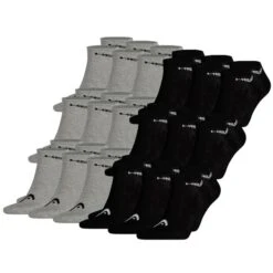 HEAD Unisex Sneaker Sportsocken 18er Pack -Zoe Bekleidungsgeschäft 47077 41504 Schwarz Grau 18er