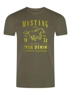 Mustang Herren T-Shirt Mehrfarbig Rundhals Regular Fit S Bis 6XL -Zoe Bekleidungsgeschäft 48599 Mustang 1014003 6357 Dusty Olive Front