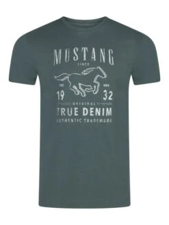 Mustang Herren T-Shirt Mehrfarbig Rundhals Regular Fit S Bis 6XL -Zoe Bekleidungsgeschäft 48599 Mustang 1014003 6390 Balsam Green Front