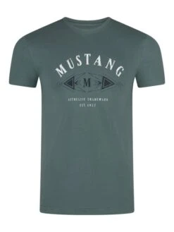Mustang Herren T-Shirt Mehrfarbig Rundhals Regular Fit S Bis 6XL -Zoe Bekleidungsgeschäft 48599 Mustang 1014005 6390 Balsam Green Front