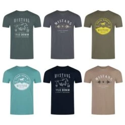 Mustang Herren T-Shirt Mehrfarbig Rundhals Regular Fit S Bis 6XL